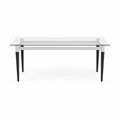 Lesro Siena Lounge Reception Coffee Table 40x20in Glass Top, Black SN0840